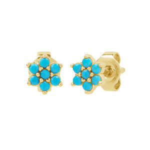 FE1614 Turquoise Flower Studs Earrings
