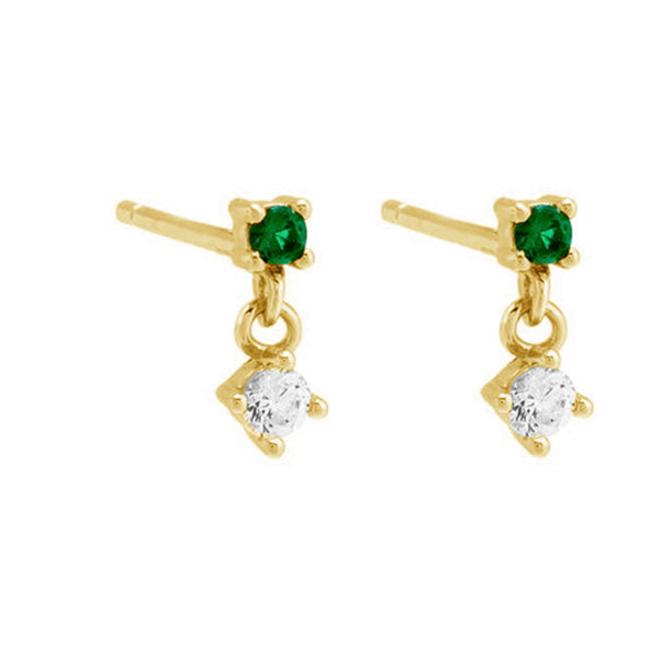 FE1997 925 Sterling Silver Green Cubic Zircoia Drop Stud Earrings