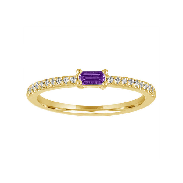 FJ0669 925 Sterling Silver Amethyst Pave Zircon Band Ring