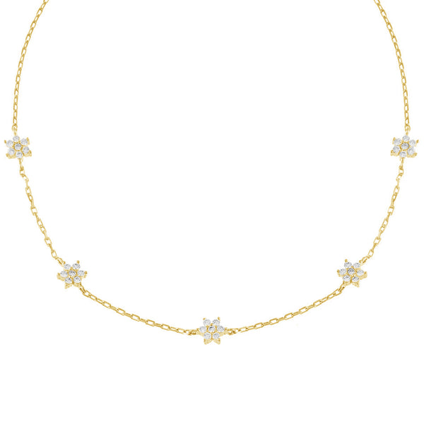 FX0578 925 Sterling Silver Multi-Flower Necklace