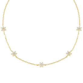 FX0578 925 Sterling Silver Multi-Flower Necklace