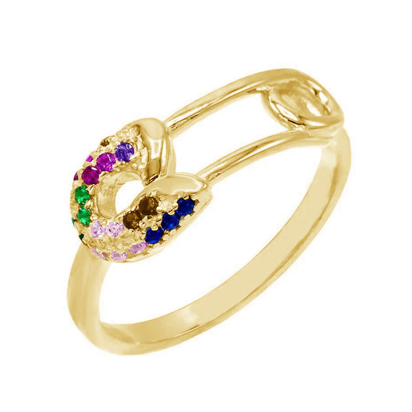 FJ0174 925 Sterling Silver Safety Pin Ring