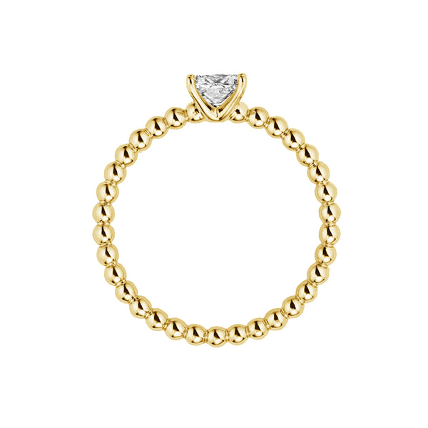 FJ0826 925 Sterling Silver Princess Square Cubic Zirconia Beaded Rings