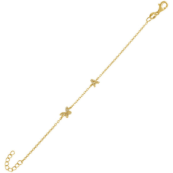 FS0130 925 Sterling Silver Butterfly CZ Bracelet