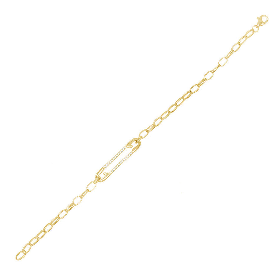FS0072 925 Sterling Silver Pin Zircon Chain Bracelet