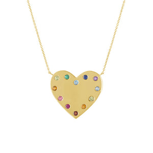 FX0624 925 Sterling Silver Rainbow Heart Pendant Necklace
