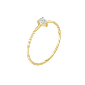 FJ0682 925 Sterling Silver Single Pear Zircon Ring