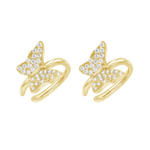 FE0446 925 Sterling Silver Butterfly Earrings Cuff