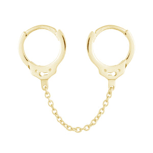 FE0434 925 Sterling Silver Handcuff Chain Huggies Earrings