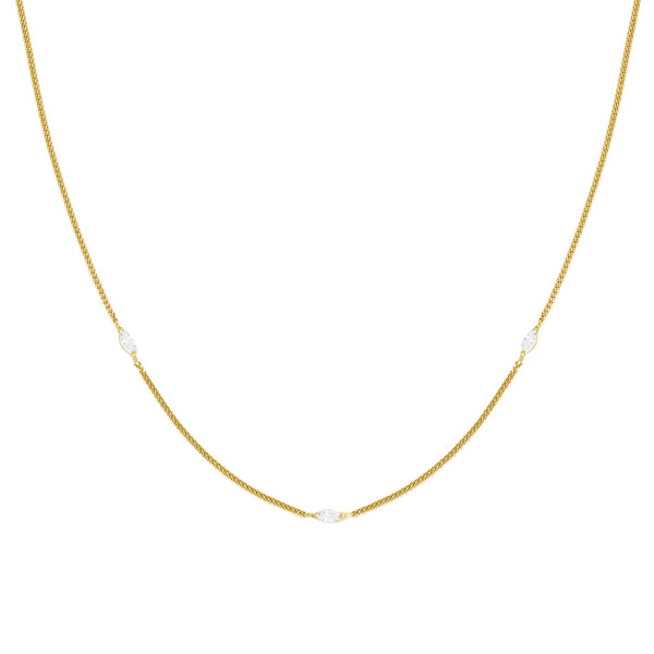 FX0920 925 Sterling Silver Marquis Set Cubic Zirconia Rope Necklace