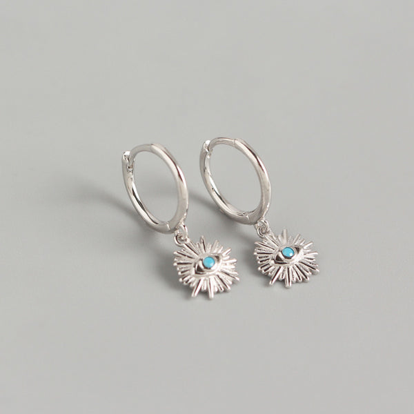 YHE0208 925 Sterling Silver Evil Eye Gemstone Dangle Earring