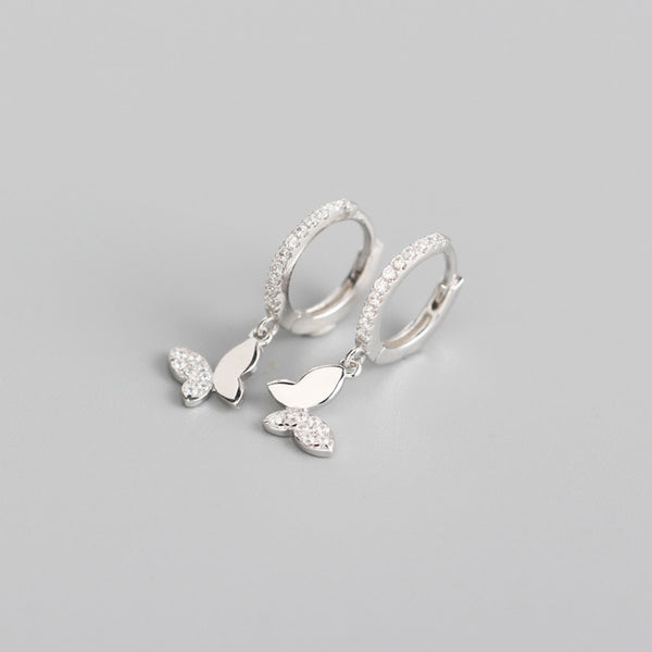 YHE0238 925 Sterling Silver Butterfly Eearring With Cubic Zirconia