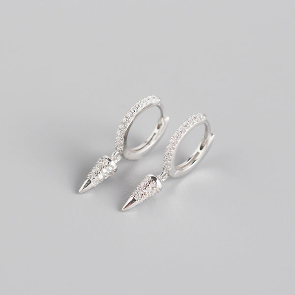 YHE0247 925 Sterling Silver Rivet Cubic Zirconia Dangle Earring