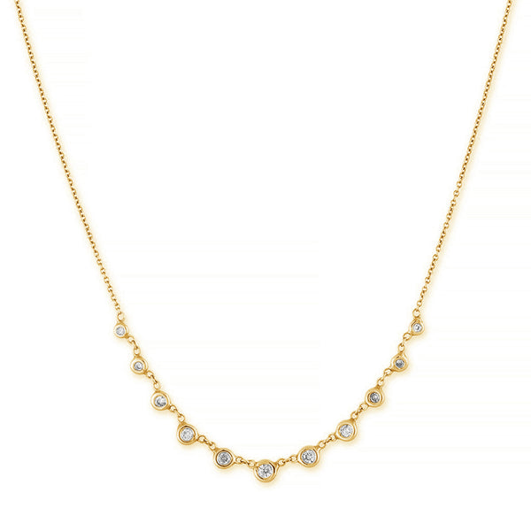 FX0445 925 Sterling Silver Eleven Zircon Bezel Necklace