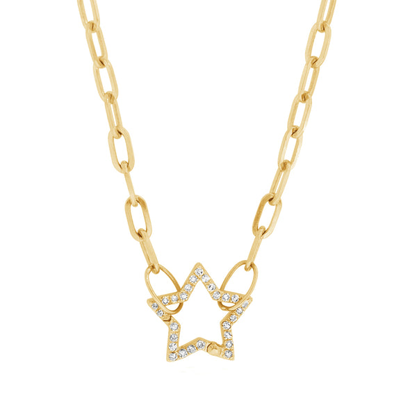 FX0870 925 Sterling Silver Dainty Star Pave Star Pendant Necklace