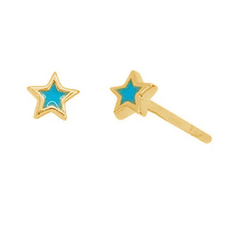 FE0127 Little Turquoise Star Stud Earrings