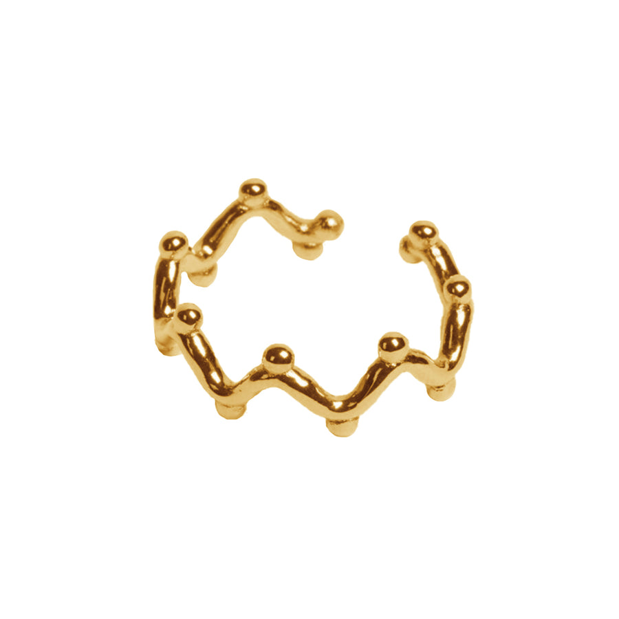 FJ0523 925 Sterling Silver Gold Wave Ring