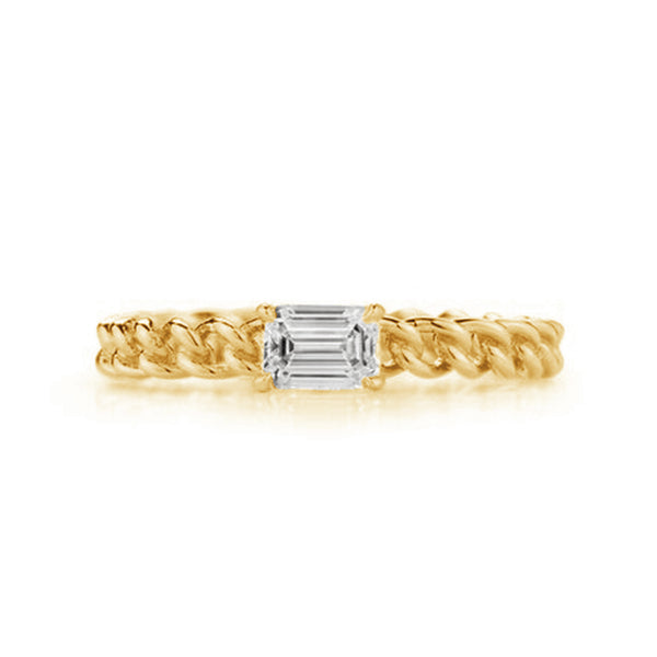 FJ0410 925 Sterling Silver Baguette Zircon Link Ring