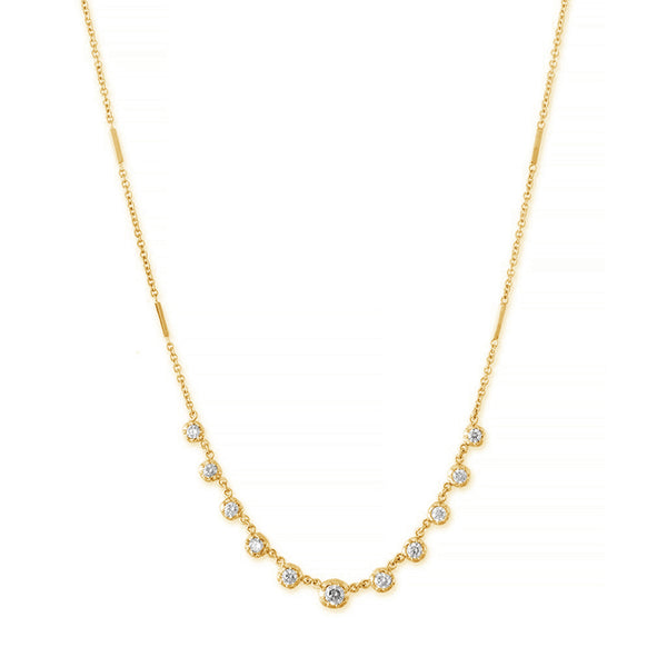 FX0443 925 Sterling Silver Zircon Smooth Bar Necklace