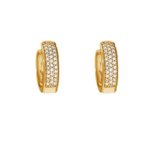 FE1196 925 Sterling Silver Pave Zircon Hoop Earrings