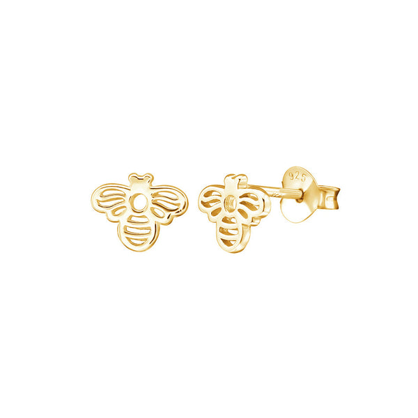 FE0152 925 Sterling Silver Honey Bee Stud Earrings