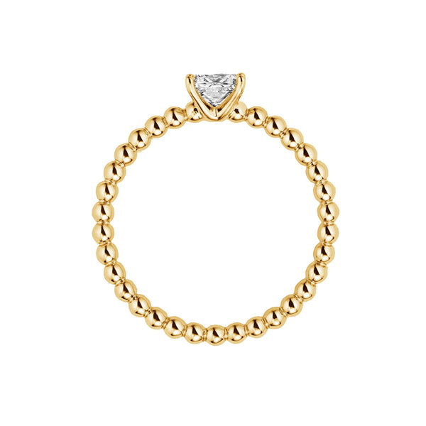 FJ0826 925 Sterling Silver Princess Square Cubic Zirconia Beaded Rings