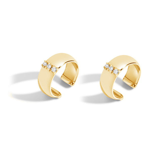 FE0277 925 Sterling Silver Bold Ear Cuff With Diamonds