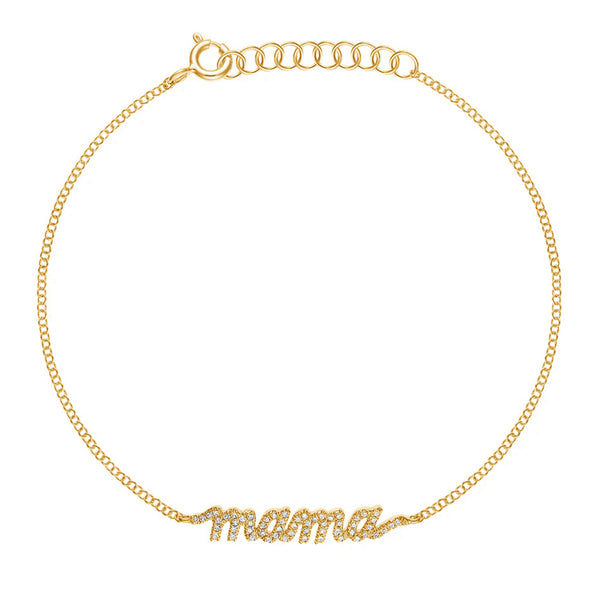 FS0162 925 Sterling Silver Diamond Mama Bracelet