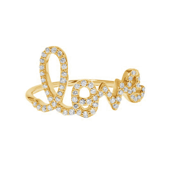 FJ0464 925 Sterling Silver Gold Cubic Zircon Love Ring