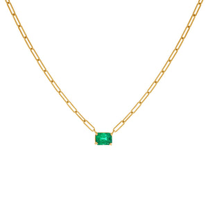 FX0713 925 Sterling Silver Emerald Link Necklace