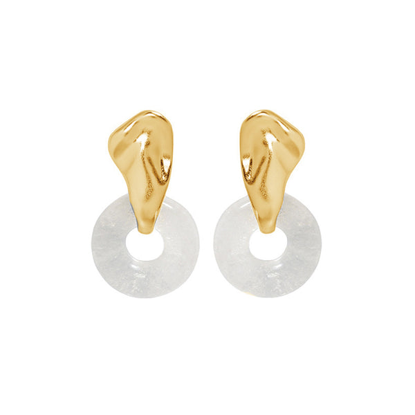 RHE1059 925 Sterling Silver White Crystal Hoops