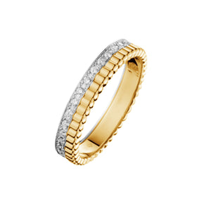 FJ0465 925 Sterling Silver Wedding Band Quatre Lumiere Yellow Gold Ring