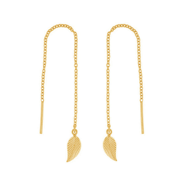 FE0106 925 Sterling Silver Spirited Away Ear Threader Leaf Earrings