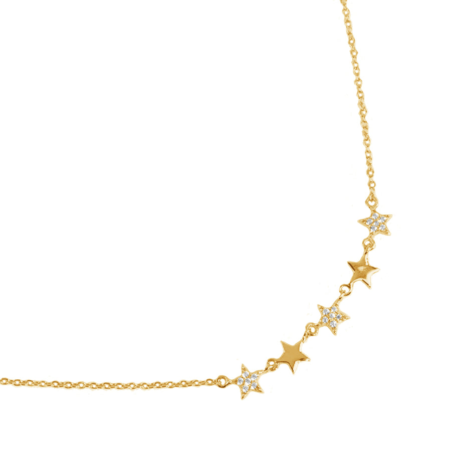 FX0681 925 Sterling Silver Cubic Zirconia Star Necklace