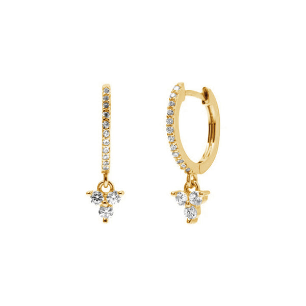 FE1089 925 Sterling Silver Lotus Zircon Hoop Earrings