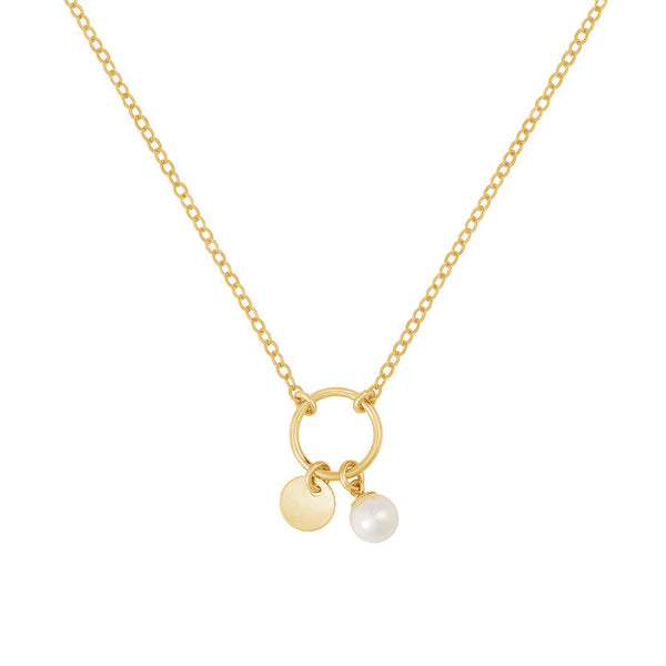 PN0070 925 Sterling Silver Single Pearl Disc Women Necklace