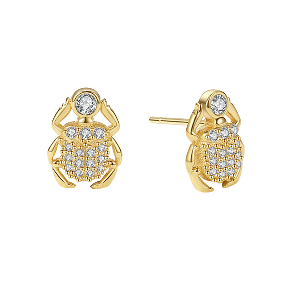 FE1886 925 Sterling Silver Scarab Mini Stud Earring
