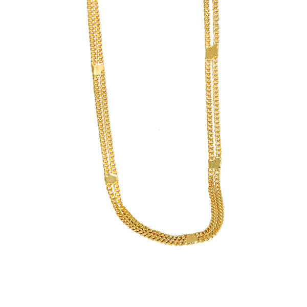 RHX1004 925 Sterling Silver Double Chain Choker Necklace