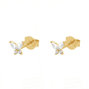 FE1366 925 Sterling Silver Zircon Butterfly Stud Earrings