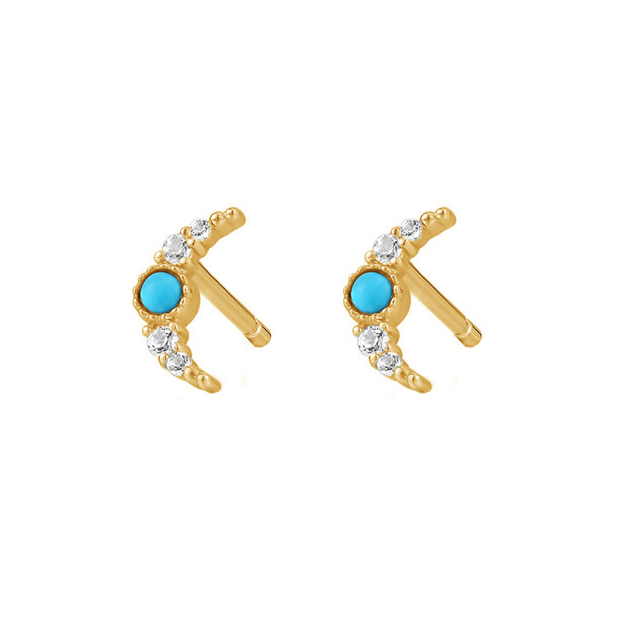 FE1674 CZ Turquoise Crescent Stud Earring