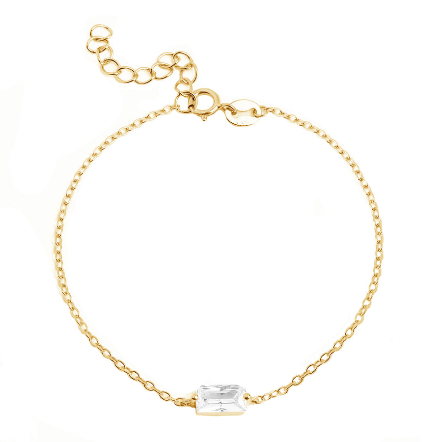 FS0160 925 Sterling Silver Baguette Gold Cubic Zircon Bracelet