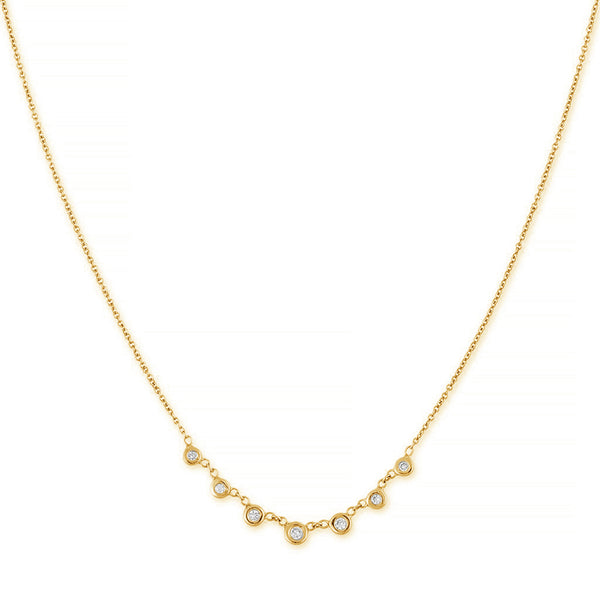 FX0444 925 Sterling Silver Seven Zircon Bezel Necklace