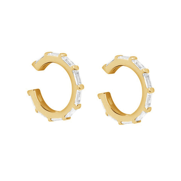 FE1414 925 Sterling Silver Baguette Cut CZ Earrings Cuff