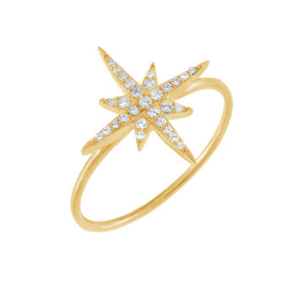 FJ0363 925 Sterling Silver Large Starburst Zircon Ring