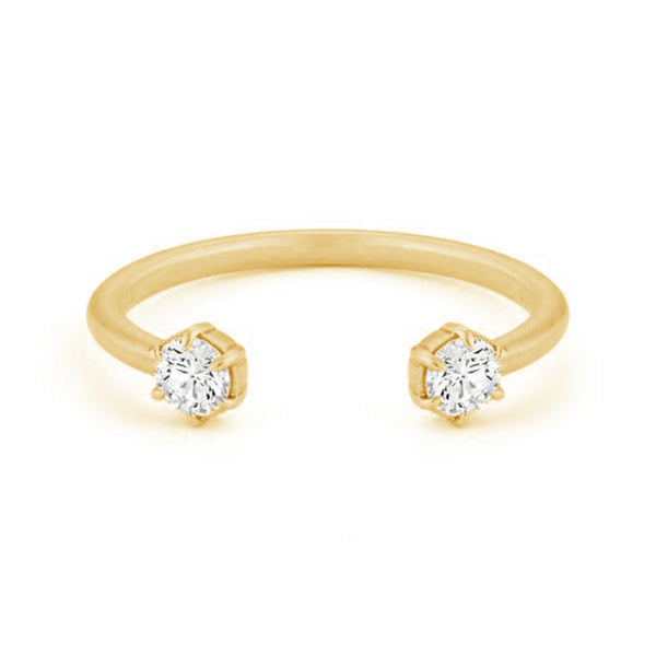 FJ0420 925 Sterling Silver Duet Zircon Ring