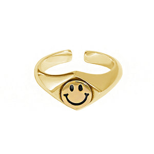 RHJ1049 Smiley Signet Ring