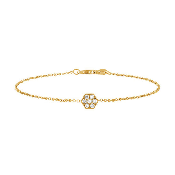 FS0216 925 Sterling Silver Hexagon Zircon Chain Bracelet