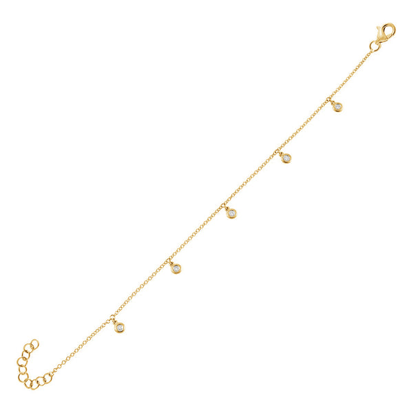 FS0171 925 Sterling Silver Zircon Bezel Dangle Bracelet