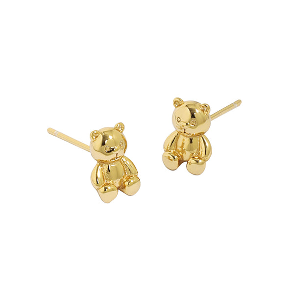 S925 RHE1011 Qute Bear Stud Earring