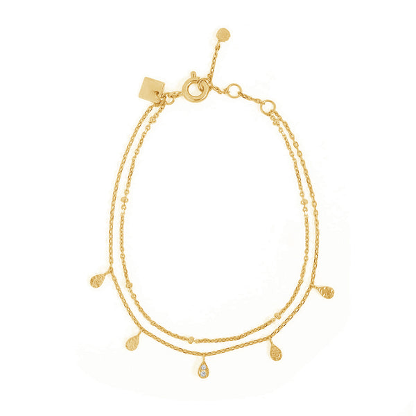 FS0175 925 Sterling Silver Double Layer Bracelet